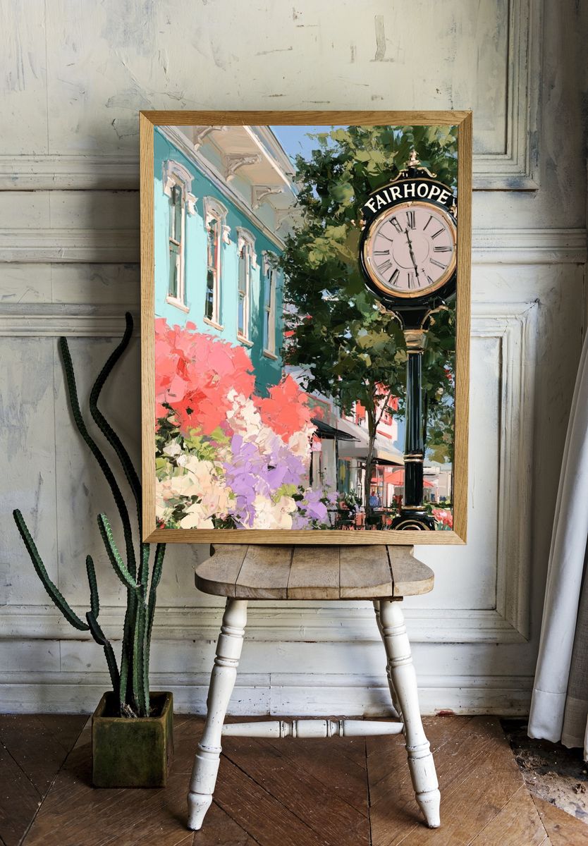 Fairhope Street Scene Illustration Poster. — room view 1