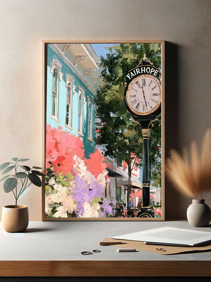 Fairhope Street Scene Illustration Poster. — room view 2