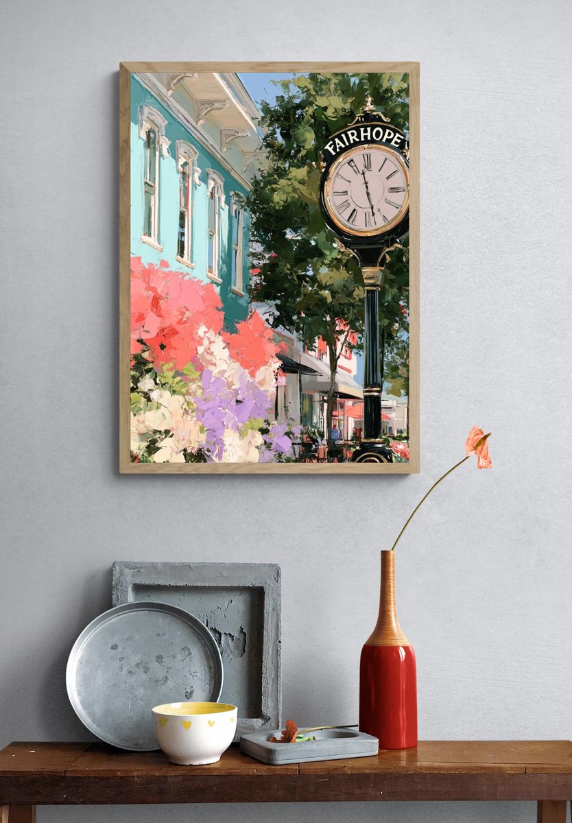 Fairhope Street Scene Illustration Poster. — room view 3