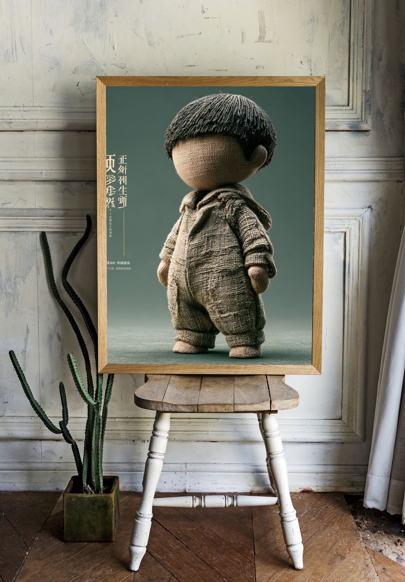 Textured Doll Character Illustration Poster. room preview