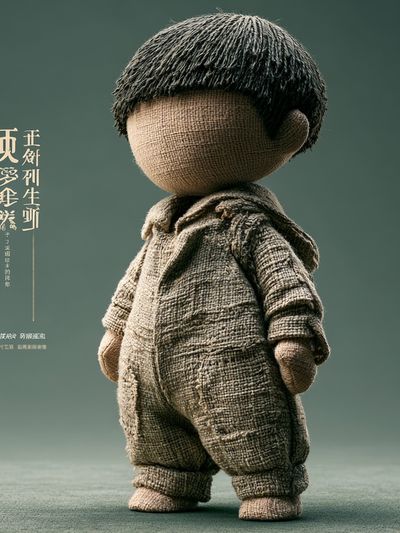 Textured Doll Character Illustration Poster. poster