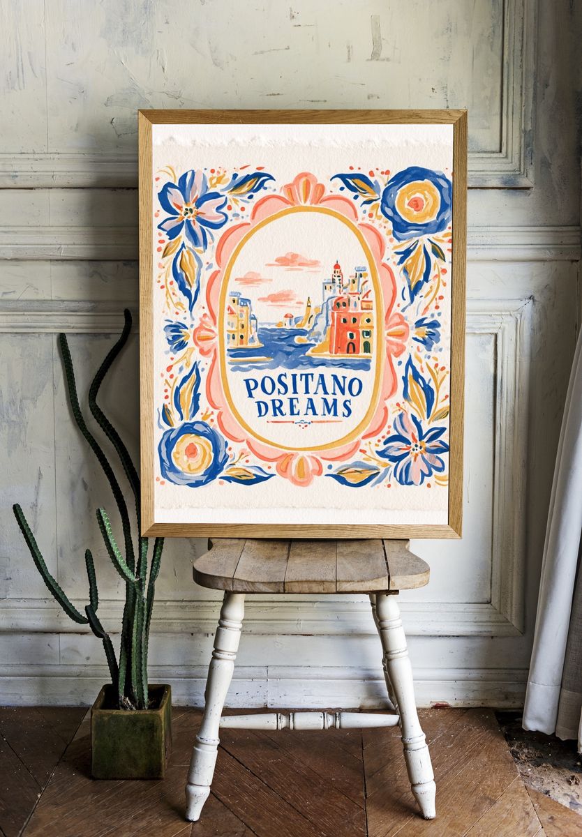 Positano Dreams Watercolor Print. — room view 1