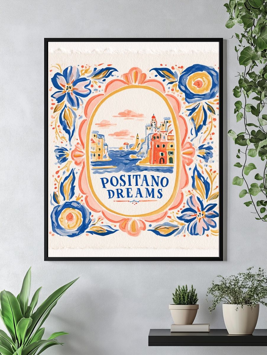 Positano Dreams Watercolor Print. — room view 4