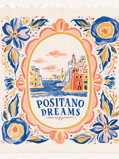 Positano Dreams Watercolor Print. poster