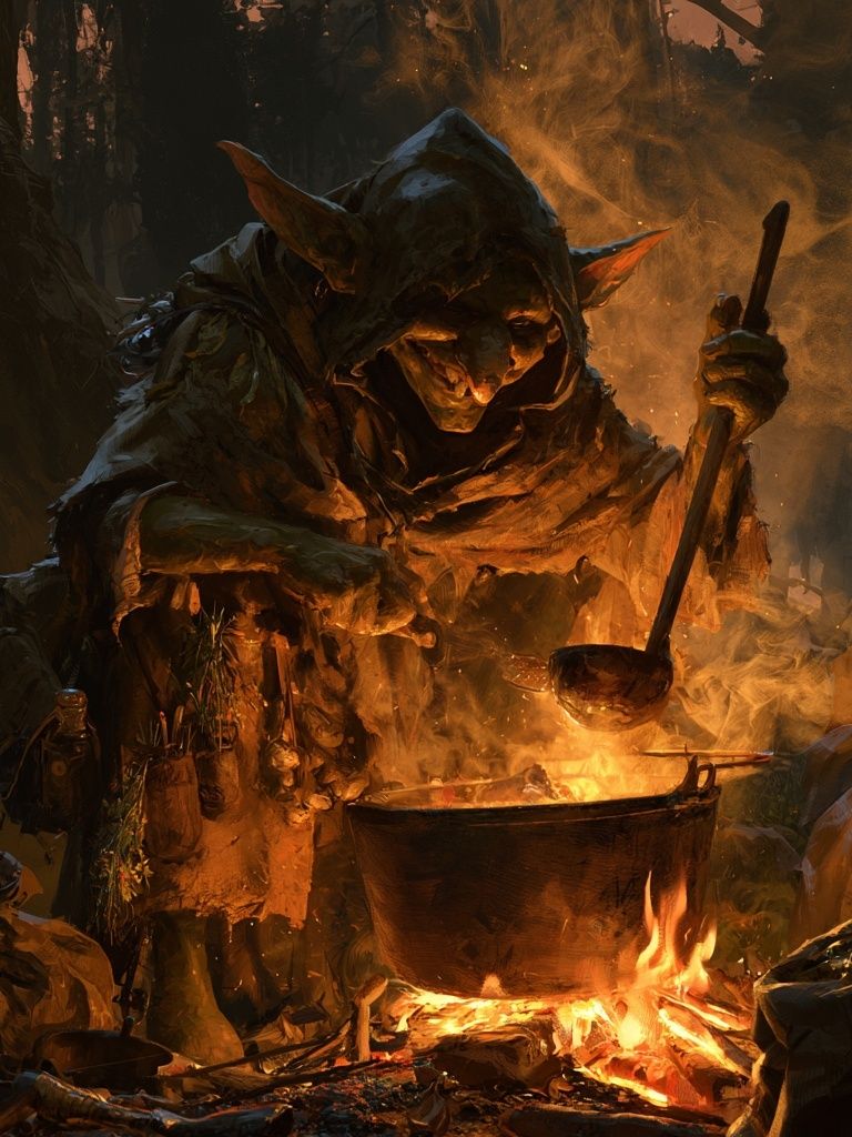 Goblin Cookfire Fantasy Illustration Poster. poster — illustration art
