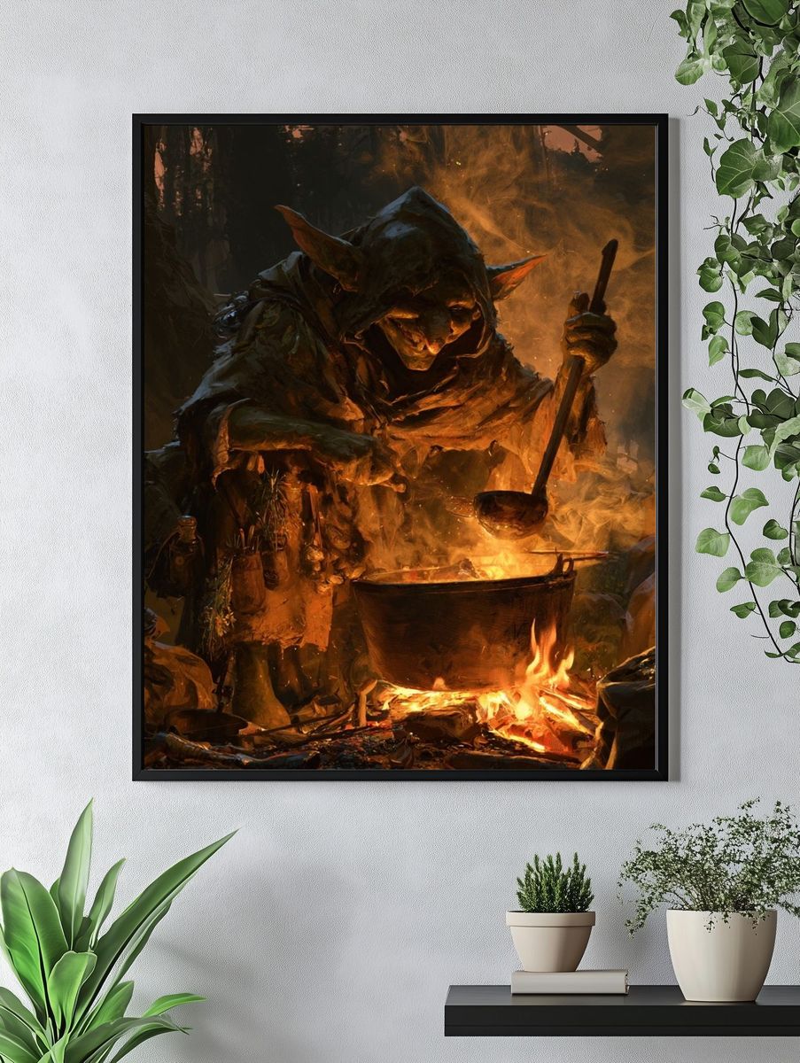 Goblin Cookfire Fantasy Illustration Poster. — room view 4