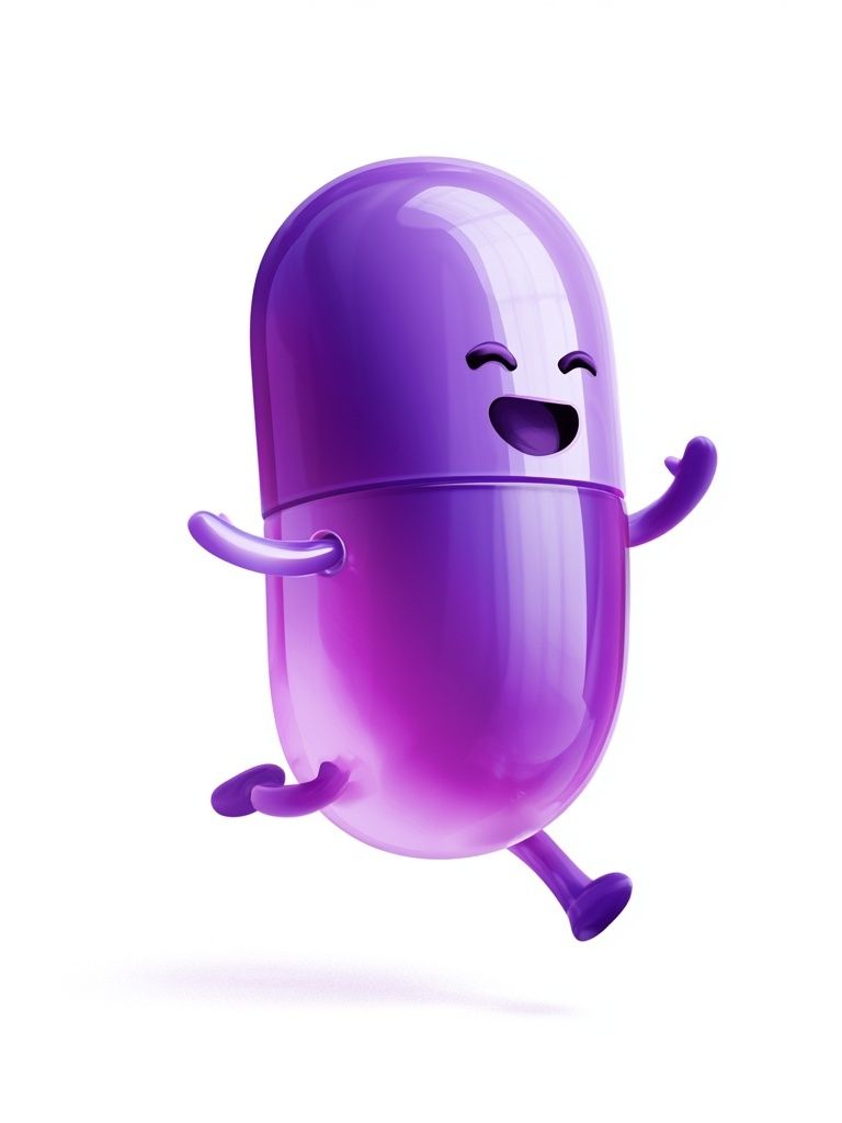 Happy Purple Capsule Illustration Poster. poster detail