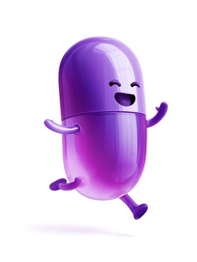 Happy Purple Capsule Illustration Poster.