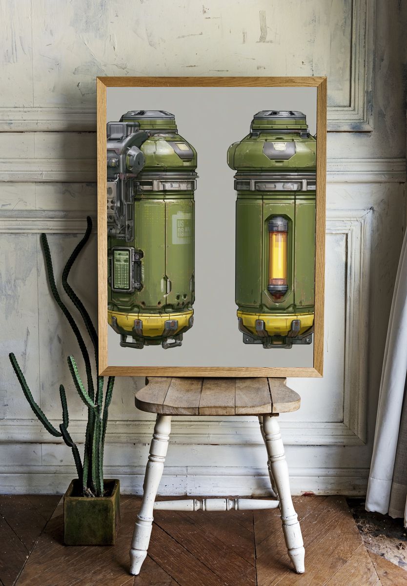 Sci-Fi Utility Canister Illustration Poster. room preview