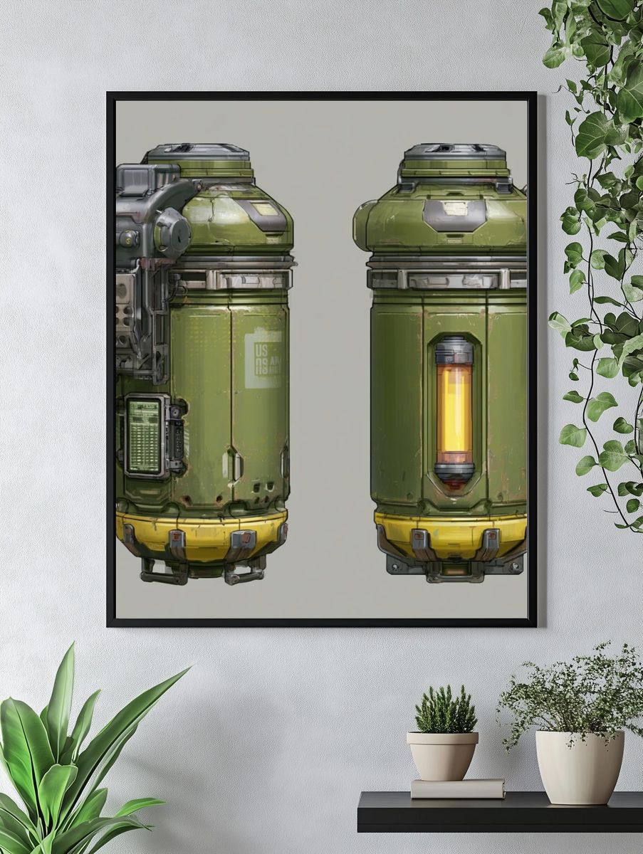 Sci-Fi Utility Canister Illustration Poster. — room view 4