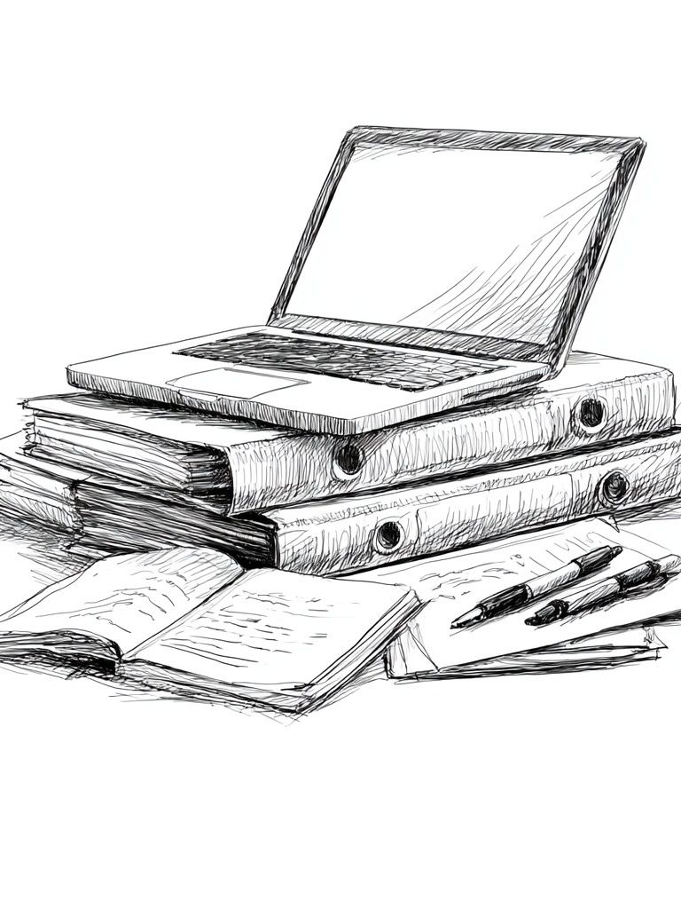 Laptop Study Desk Illustration Poster. poster — illustration art