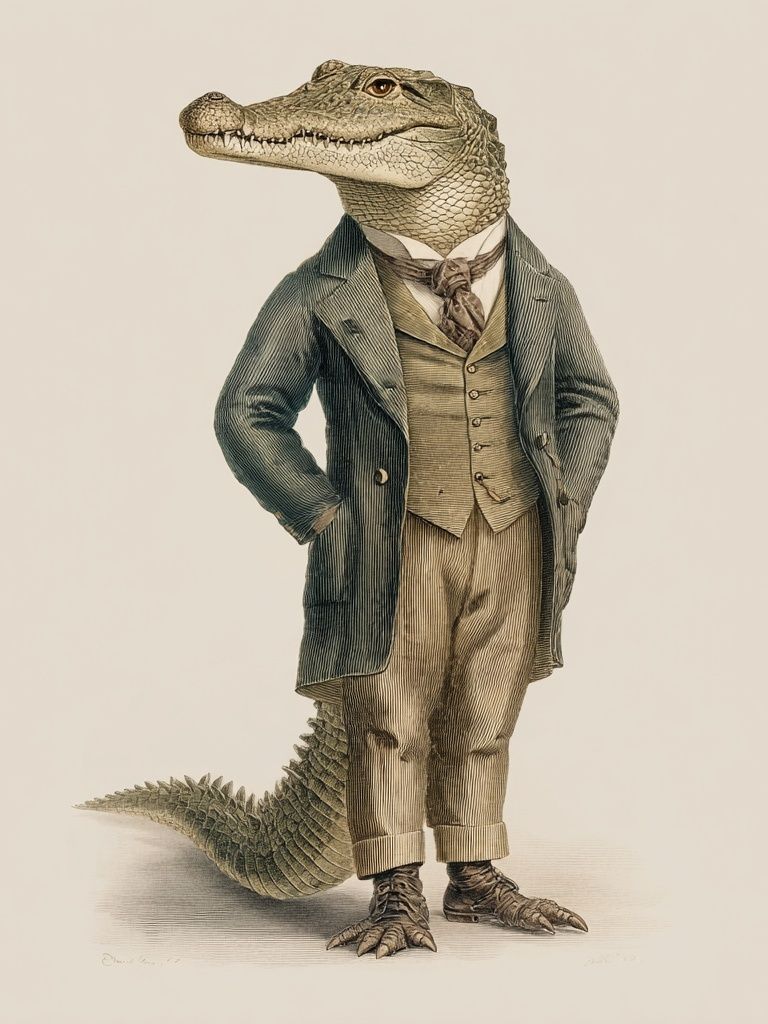 Gentleman Alligator Illustration Poster. poster — illustration art