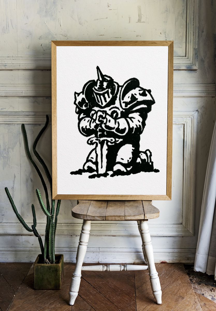 Black Ink Clown Portrait Poster. room preview