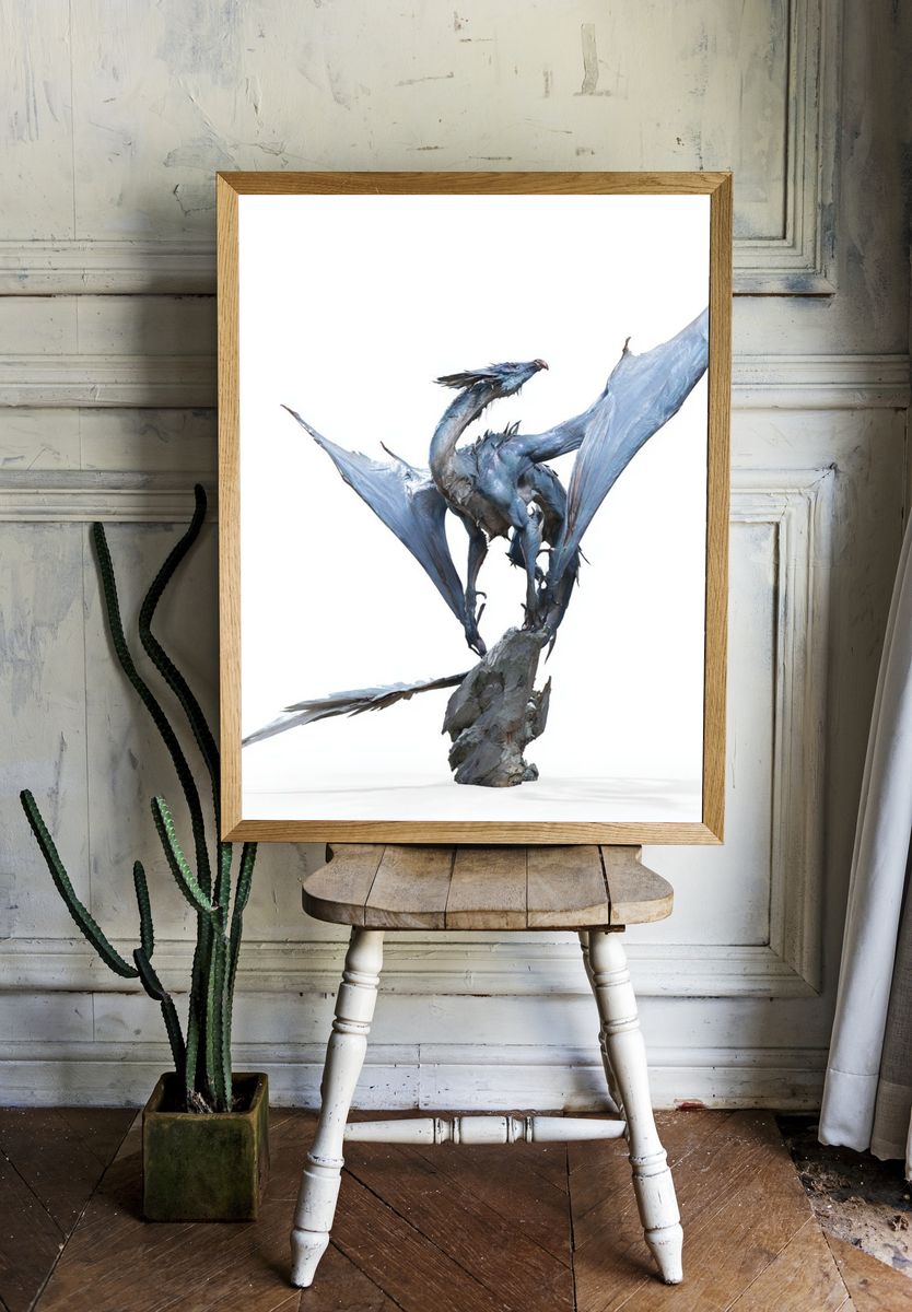 Blue Dragon Sculpture Print. — room view 1