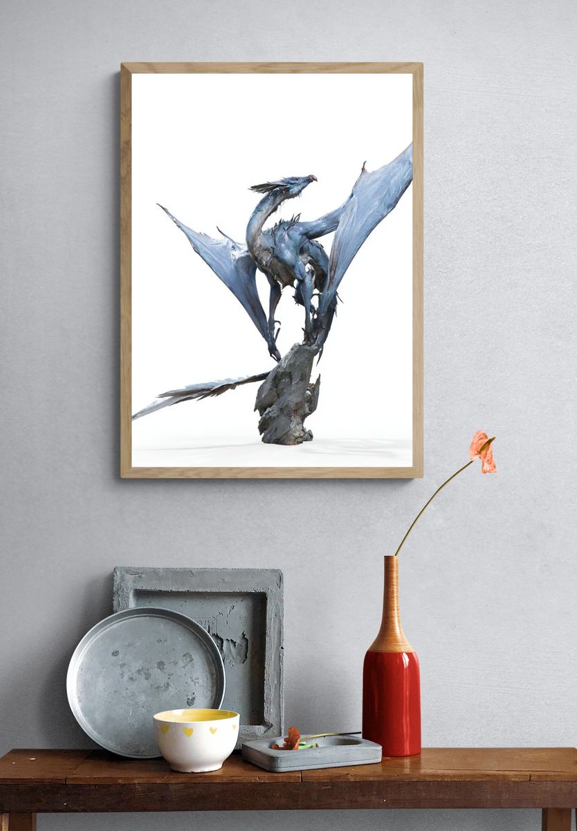 Blue Dragon Sculpture Print. — room view 3