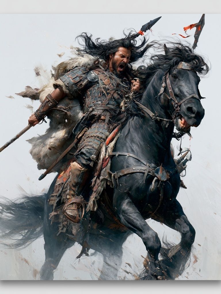 Warrior on Horse Digital Art Poster. poster detail