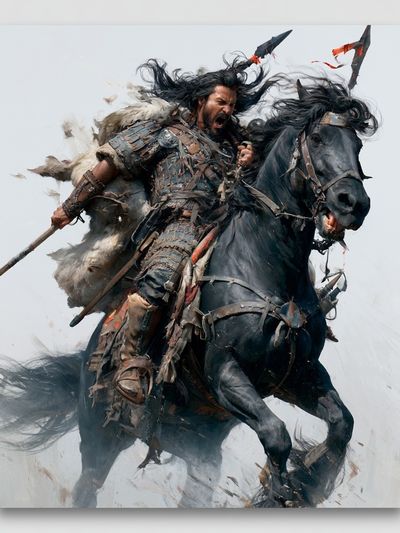 Warrior on Horse Digital Art Poster. poster