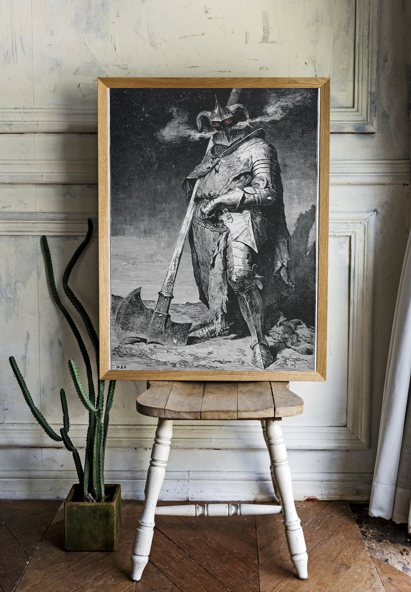 Dark Armored Knight Illustration Poster. room preview