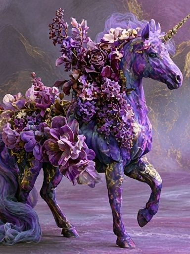 Floral Unicorn Fantasy Print. poster detail