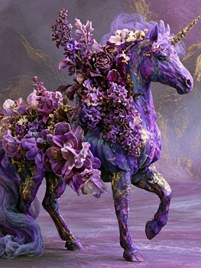 Floral Unicorn Fantasy Print. poster