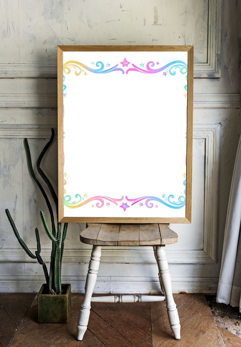 Rainbow Swirl Frame Illustration Poster. — room view 1