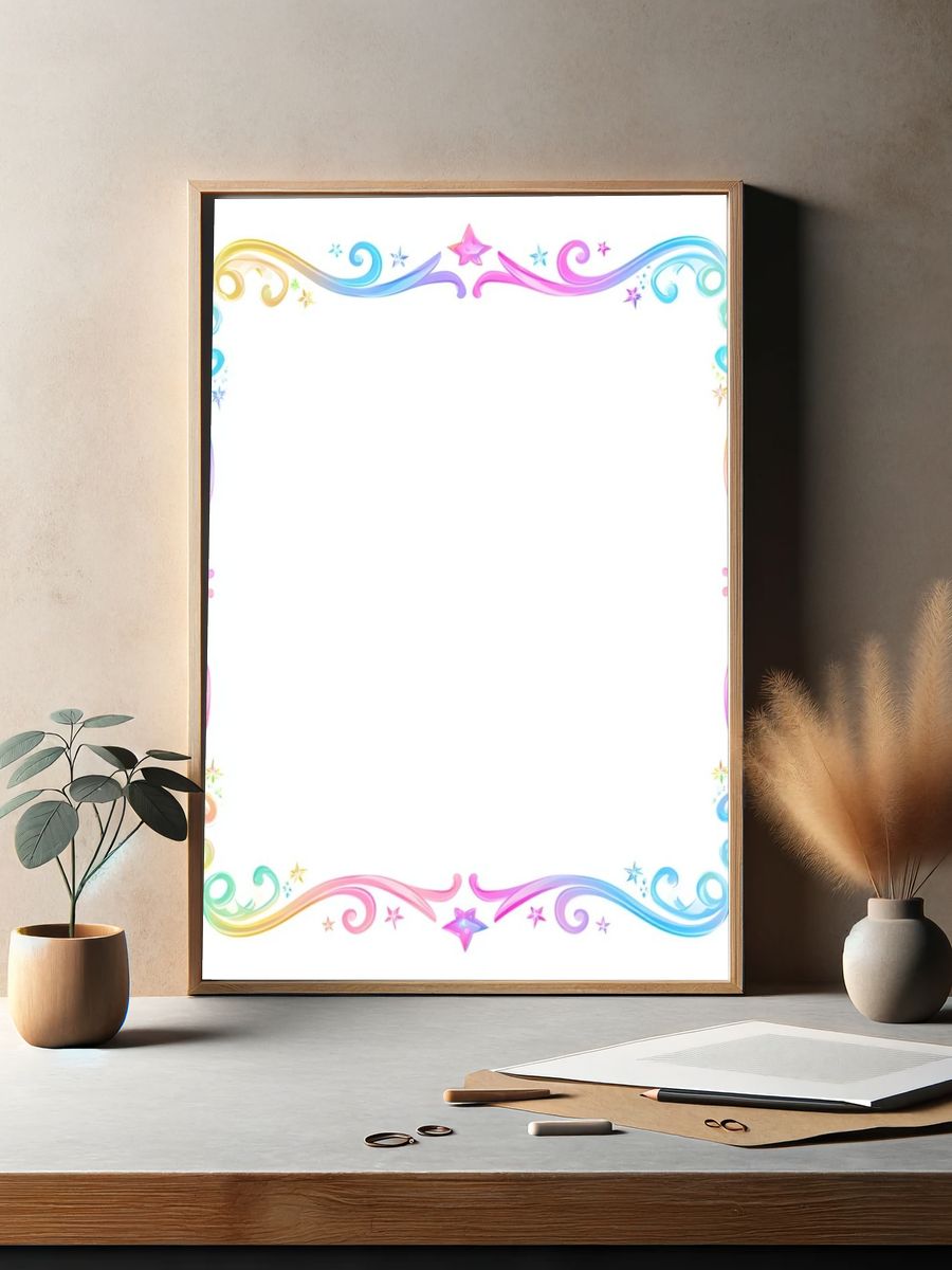 Rainbow Swirl Frame Illustration Poster. — room view 2
