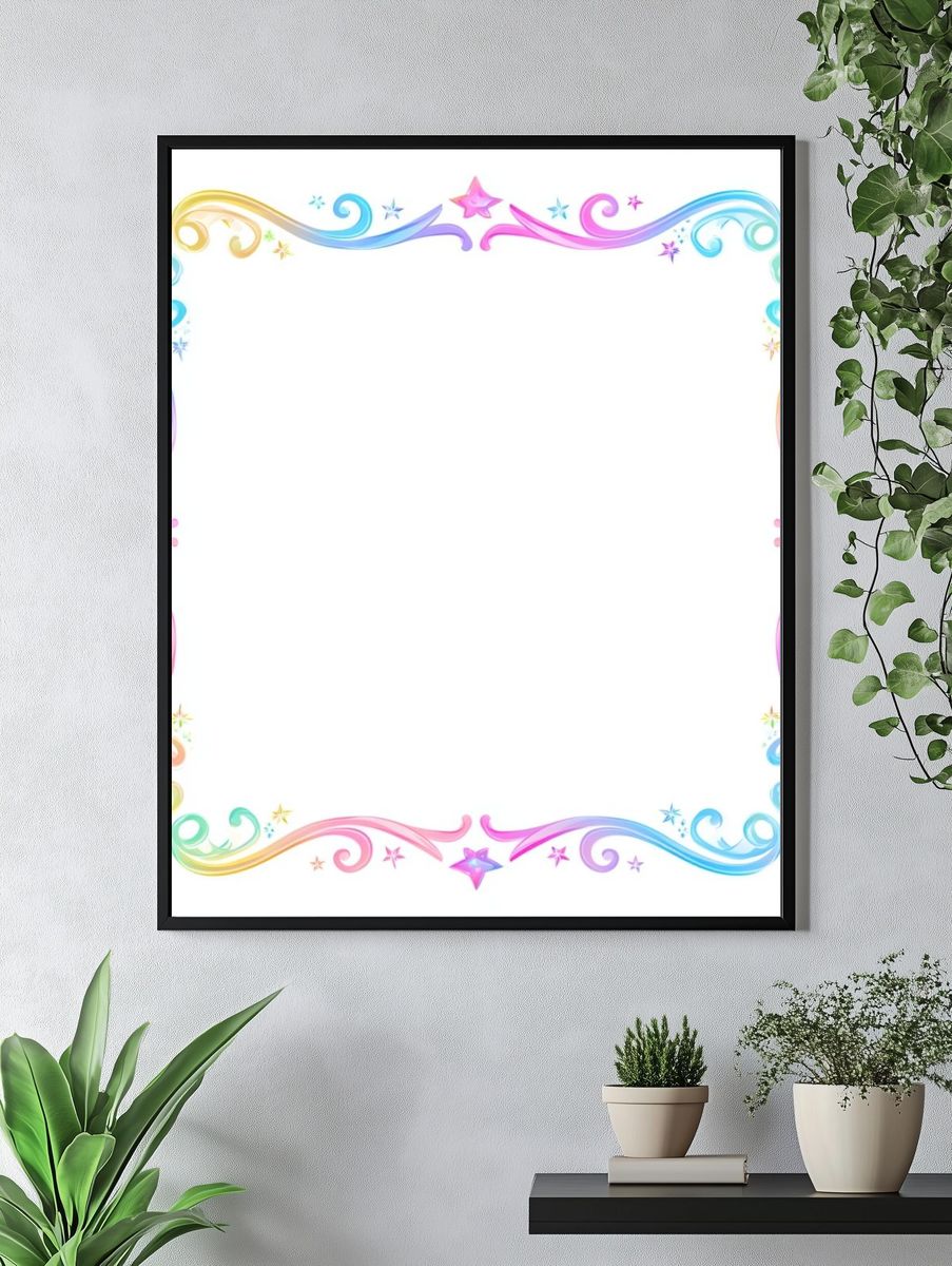 Rainbow Swirl Frame Illustration Poster. — room view 4