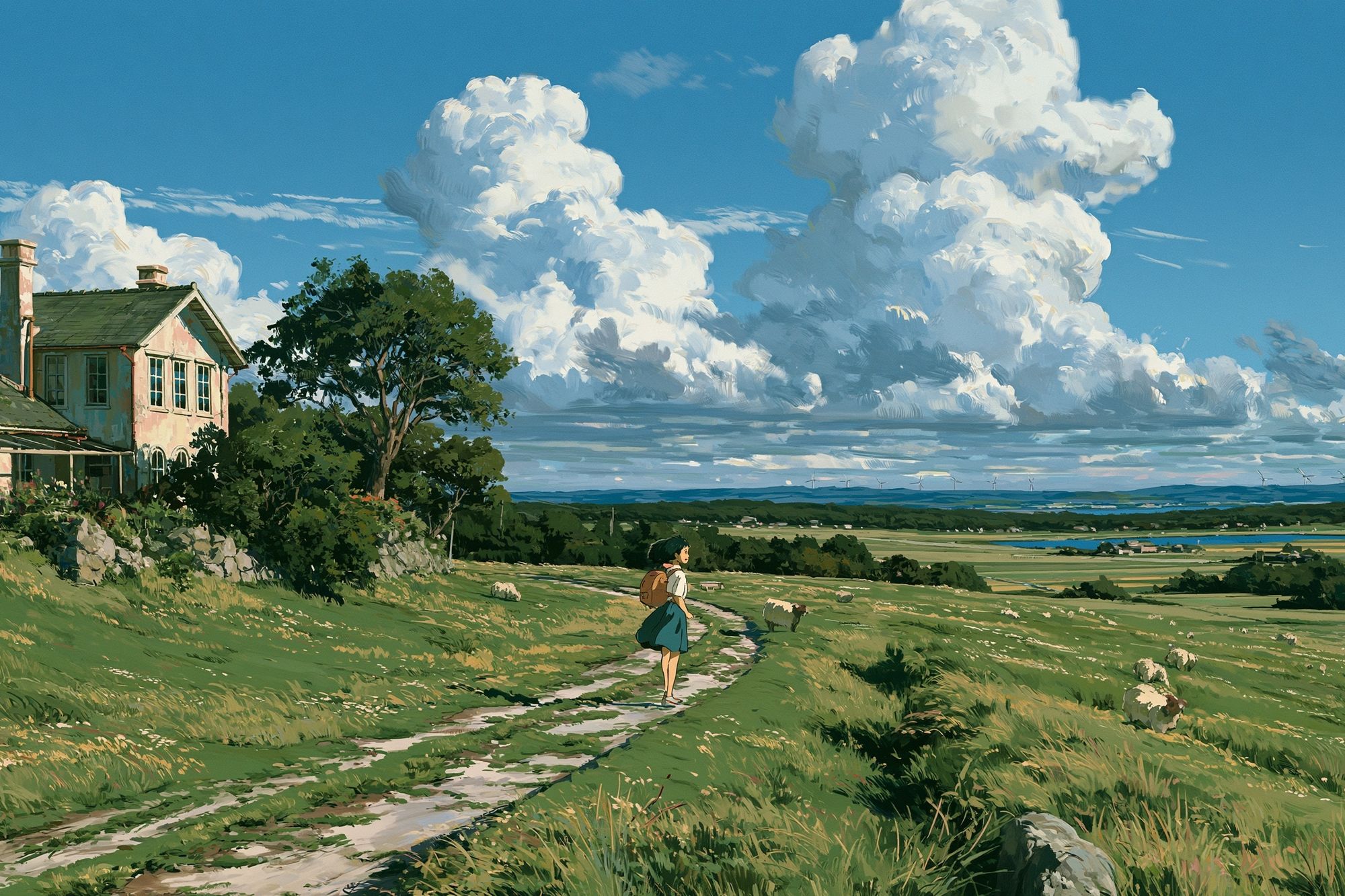 Countryside Cloudscape Illustration Poster. poster detail