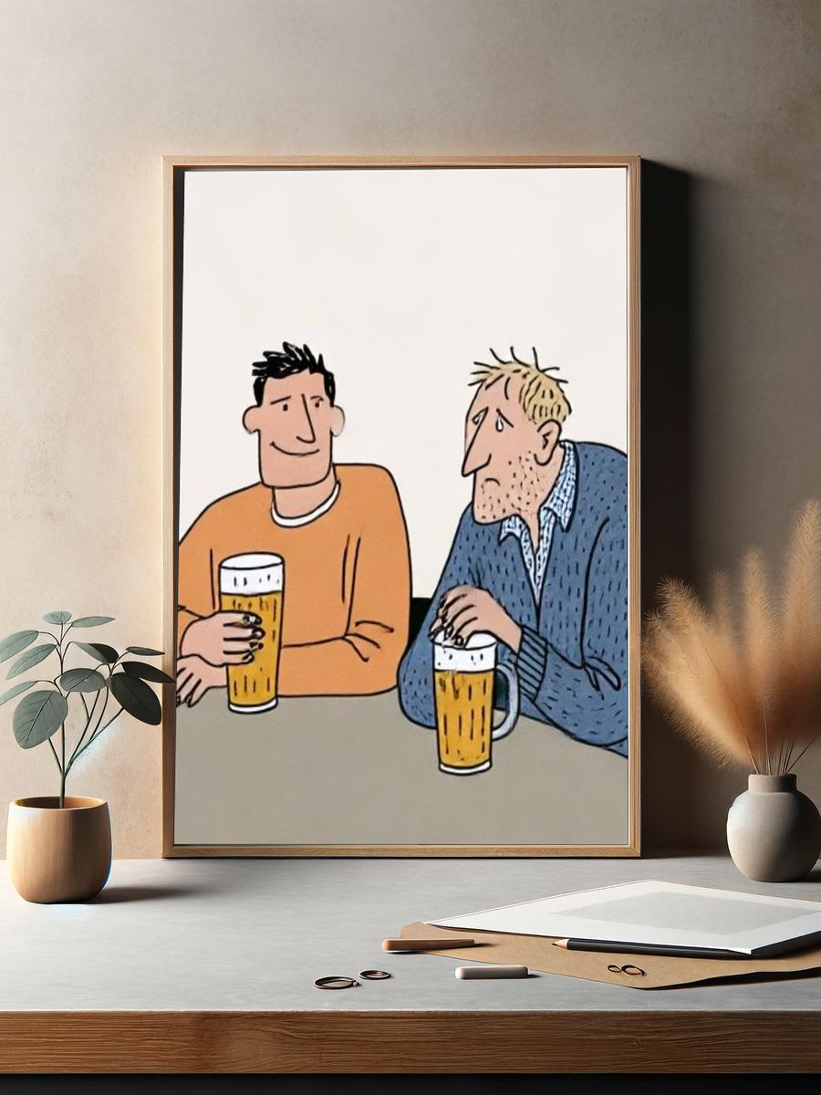 Beer Friends Illustration Poster. — room view 2