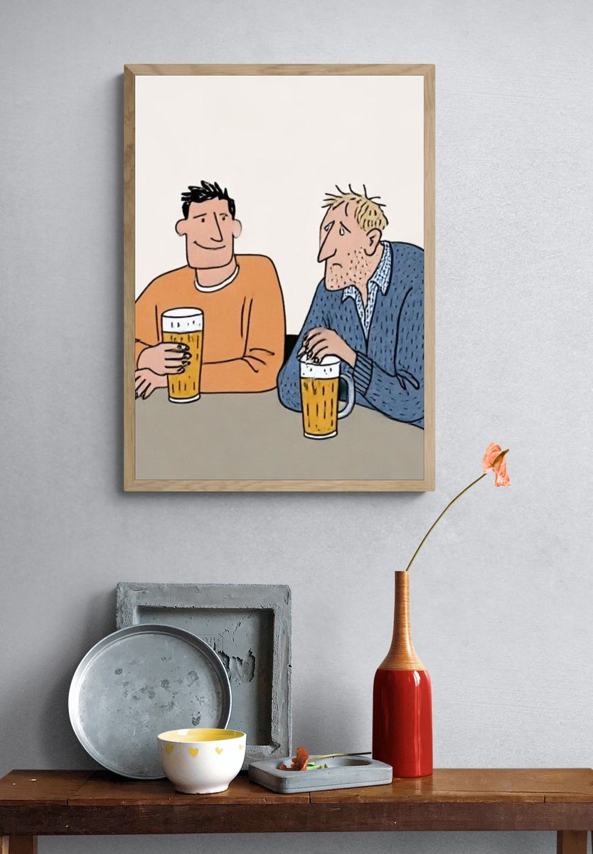 Beer Friends Illustration Poster. — room view 3