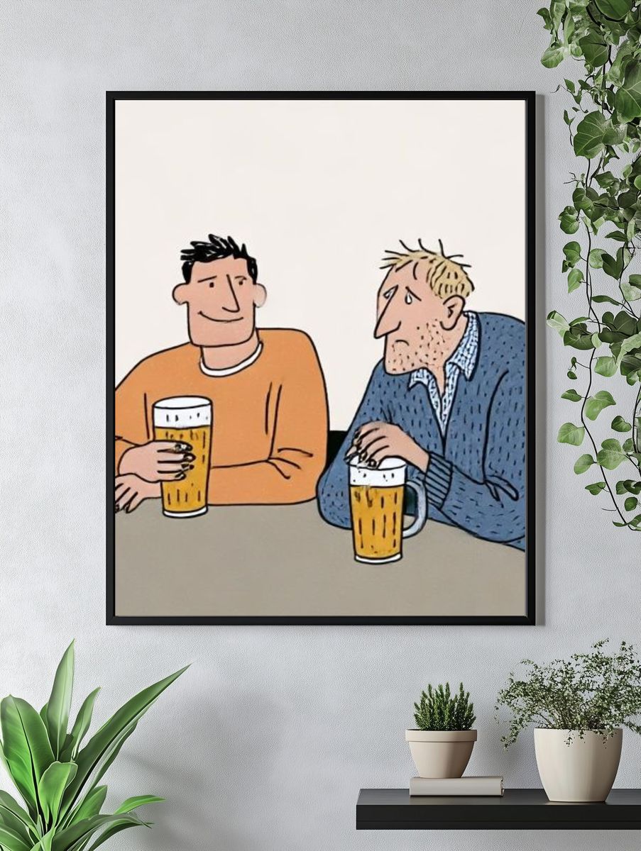 Beer Friends Illustration Poster. — room view 4