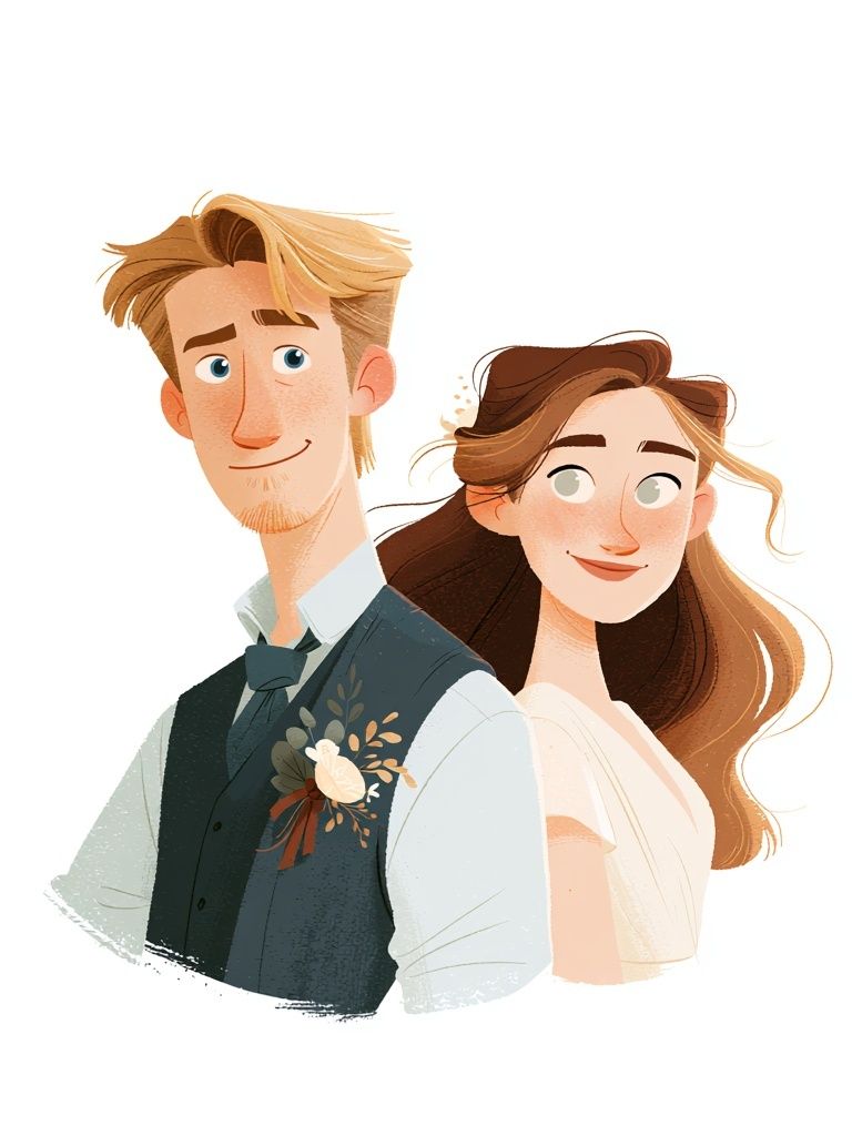 Wedding Couple Illustration Poster. poster detail