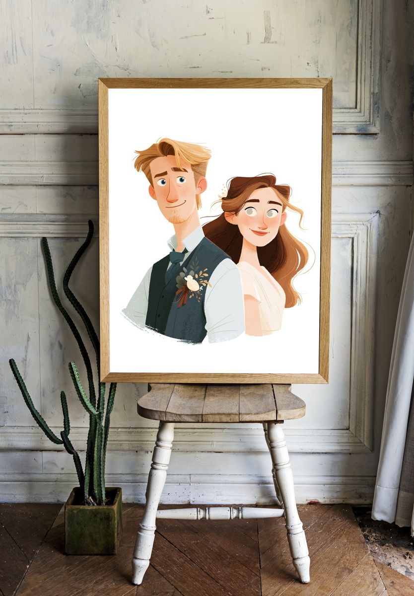 Wedding Couple Illustration Poster. room preview