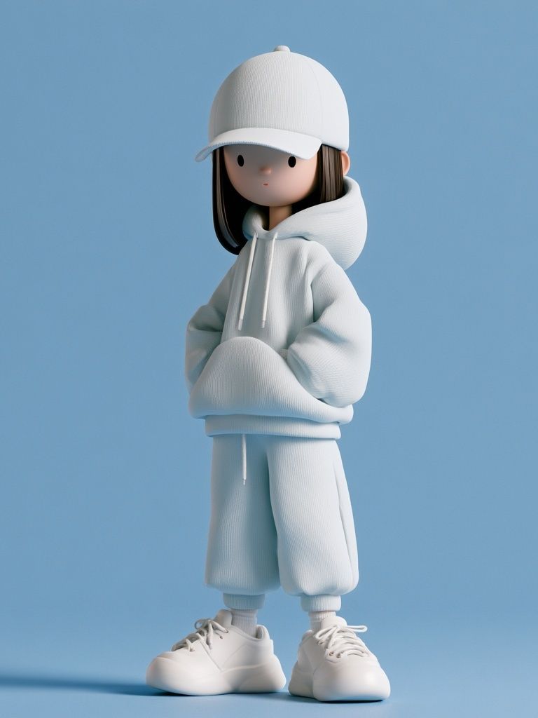 Minimalist Girl in White Hoodie Poster. poster — illustration art