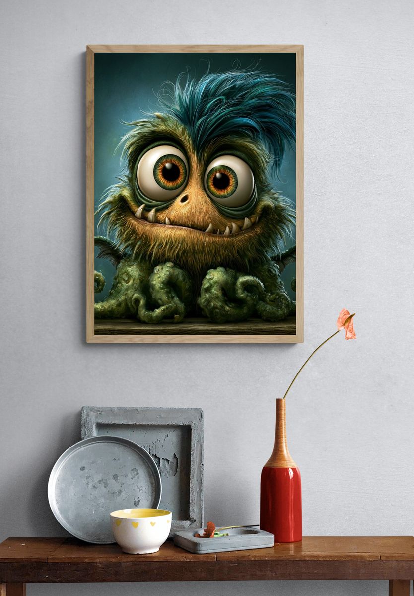 Cute Monster Illustration Poster. — room view 3