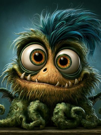 Cute Monster Illustration Poster.