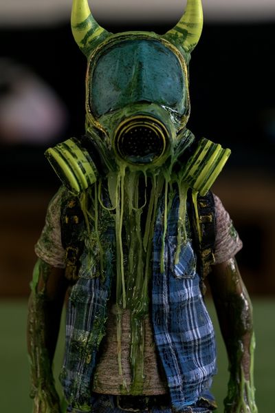 Toxic Horned Figure Illustration Poster. poster