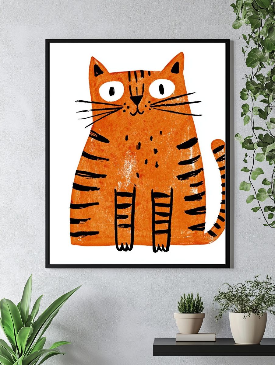 Orange Cat Illustration Poster. — room view 4