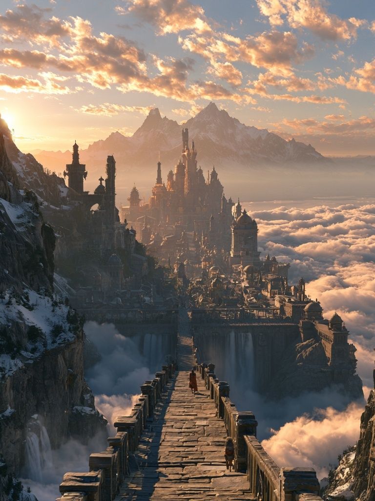Fantasy Mountain Citadel Print. poster detail