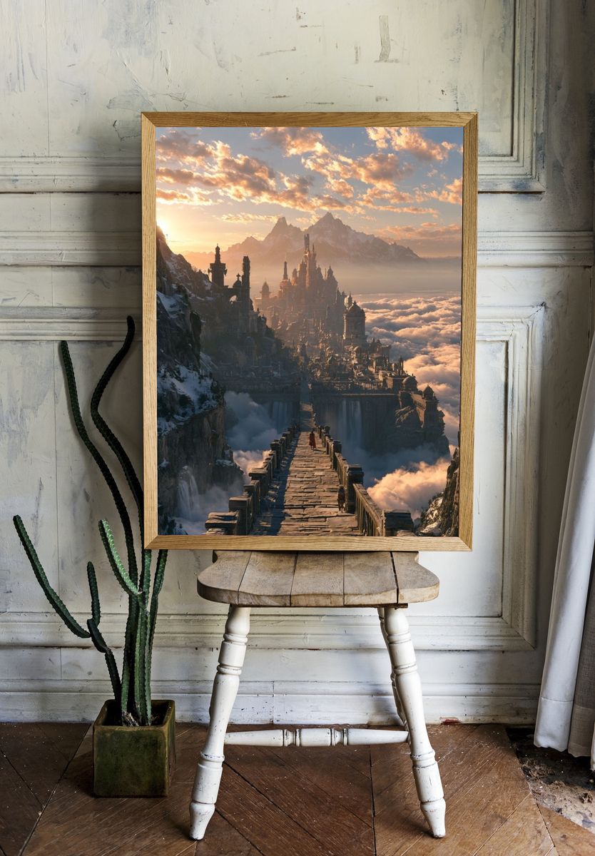 Fantasy Mountain Citadel Print. — room view 1