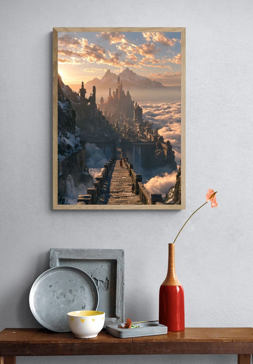 Fantasy Mountain Citadel Print. — room view 3