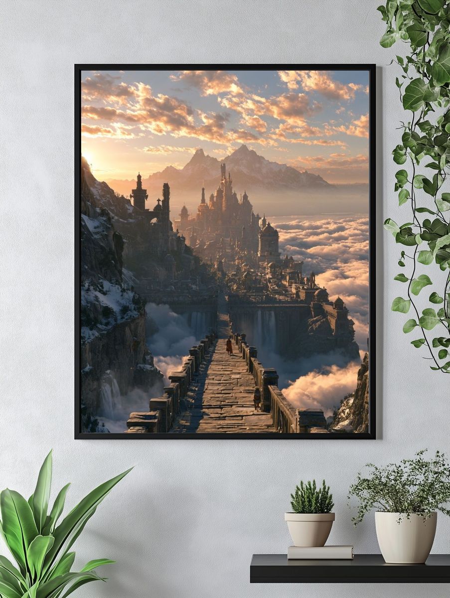 Fantasy Mountain Citadel Print. — room view 4