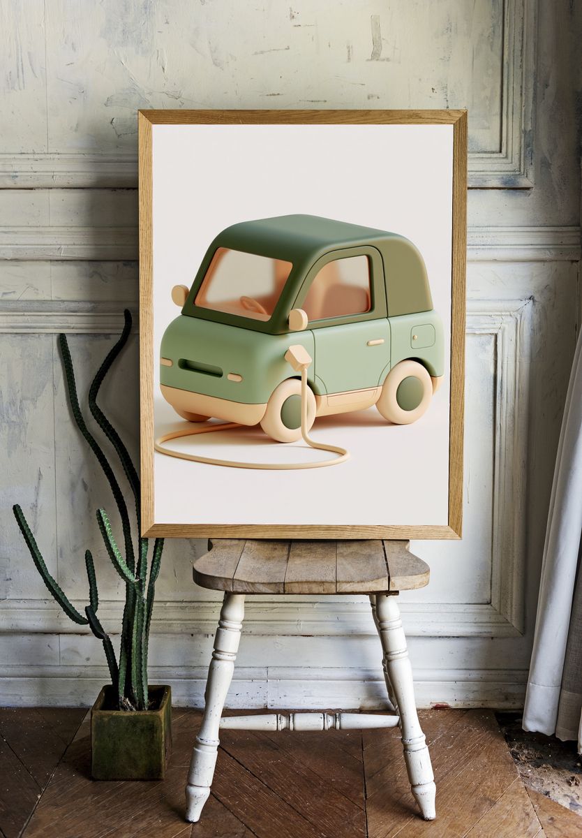 Mini Electric Car Illustration Poster. — room view 1