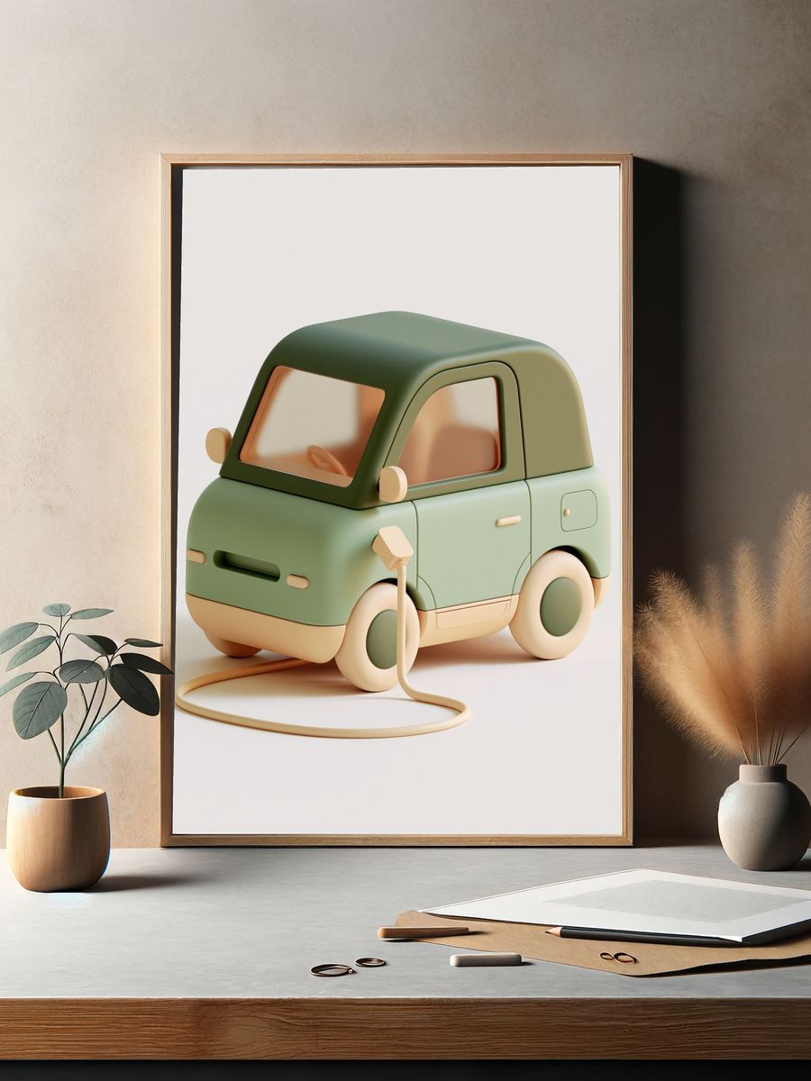 Mini Electric Car Illustration Poster. — room view 2