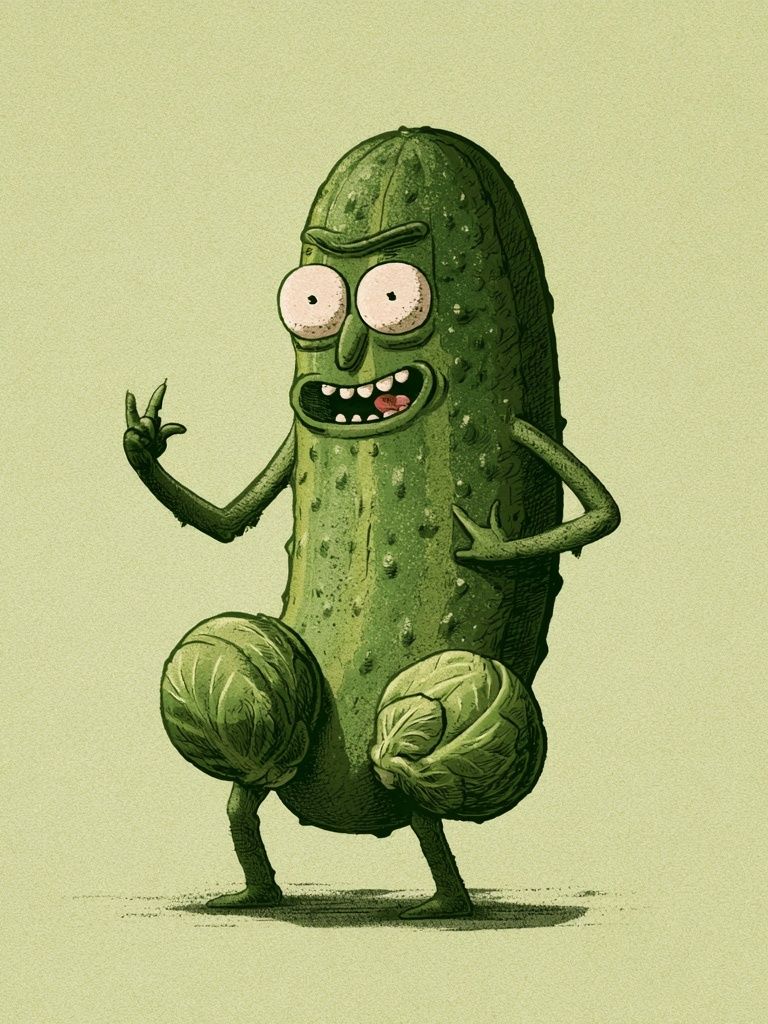 Pickle Character Illustration Poster. poster — illustration art
