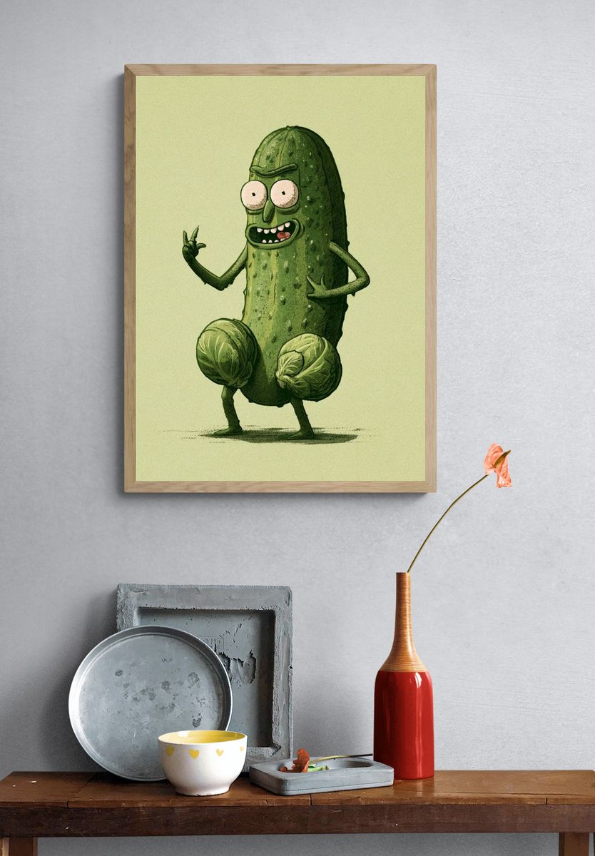 Pickle Character Illustration Poster. — room view 3