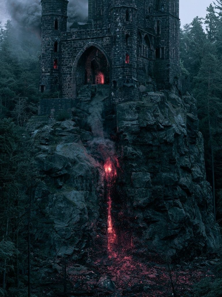 Haunted Castle in the Forest Print. poster — illustration art