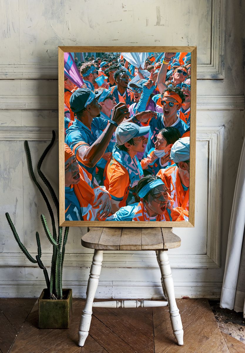 Energetic Crowd Celebration Illustration Poster. room preview