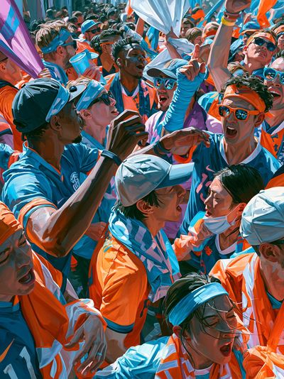 Energetic Crowd Celebration Illustration Poster. poster