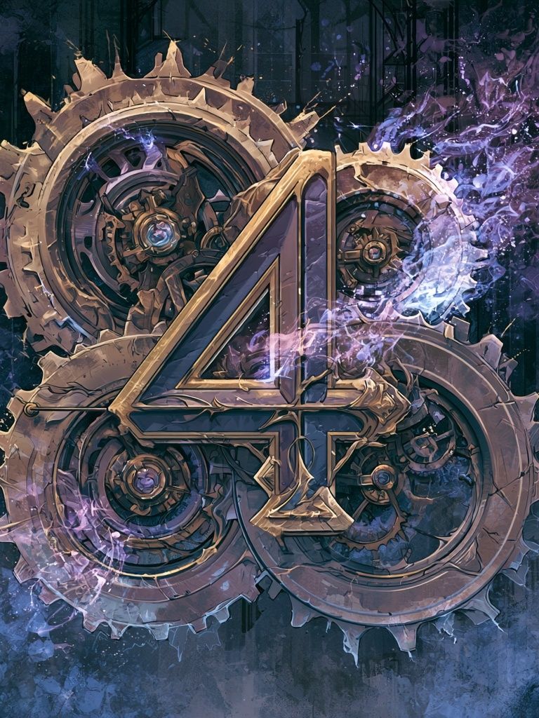 Steampunk Number Four Print. poster — illustration art